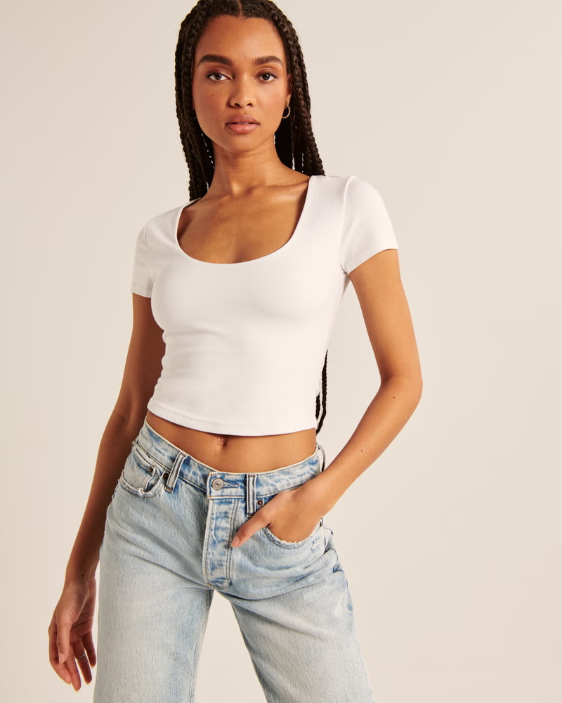 Women's Cotton Seamless Fabric Scoopneck Tee | Women's 30% Off Select Styles | Abercrombie.com | Abercrombie & Fitch (US)