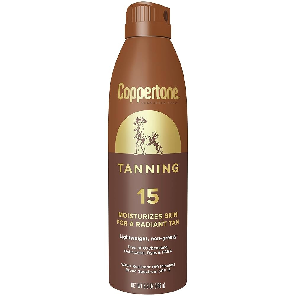 Coppertone Tanning Sunscreen Spray with Broad Spectrum SPF 15, Water Resistant Spray Sunscreen, L... | Amazon (US)