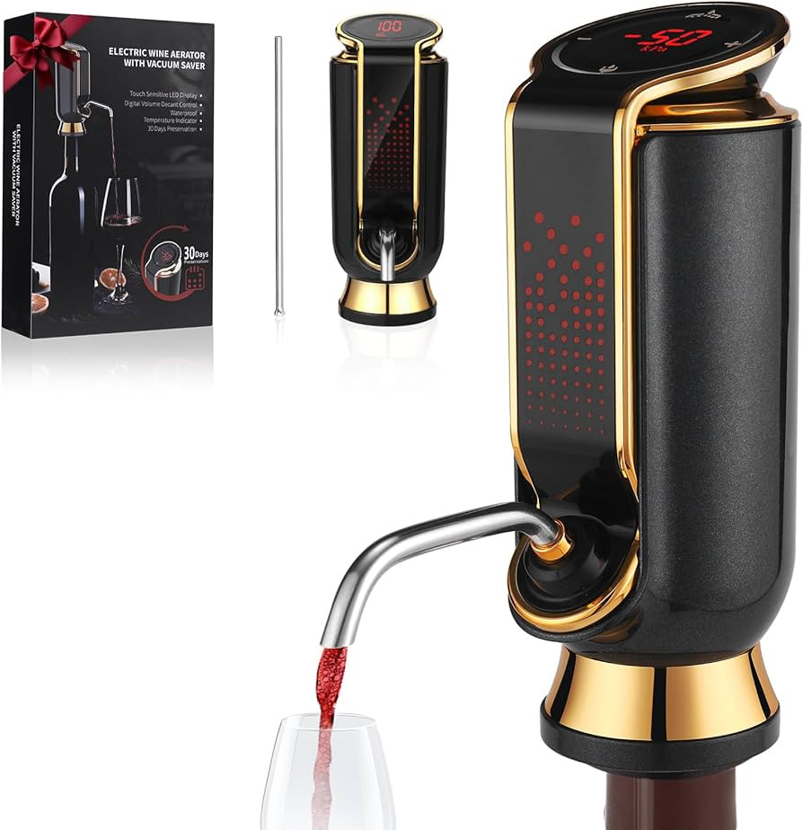 Luxurious 4-in-1 Electric Wine Aerator, Decanter, Dispenser & Vacuum Saver with LED Display - Win... | Amazon (US)