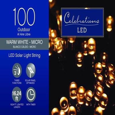 Celebrations LED Micro/5mm Clear/Warm White 100 ct String Christmas Lights 16.24 ft. | Target
