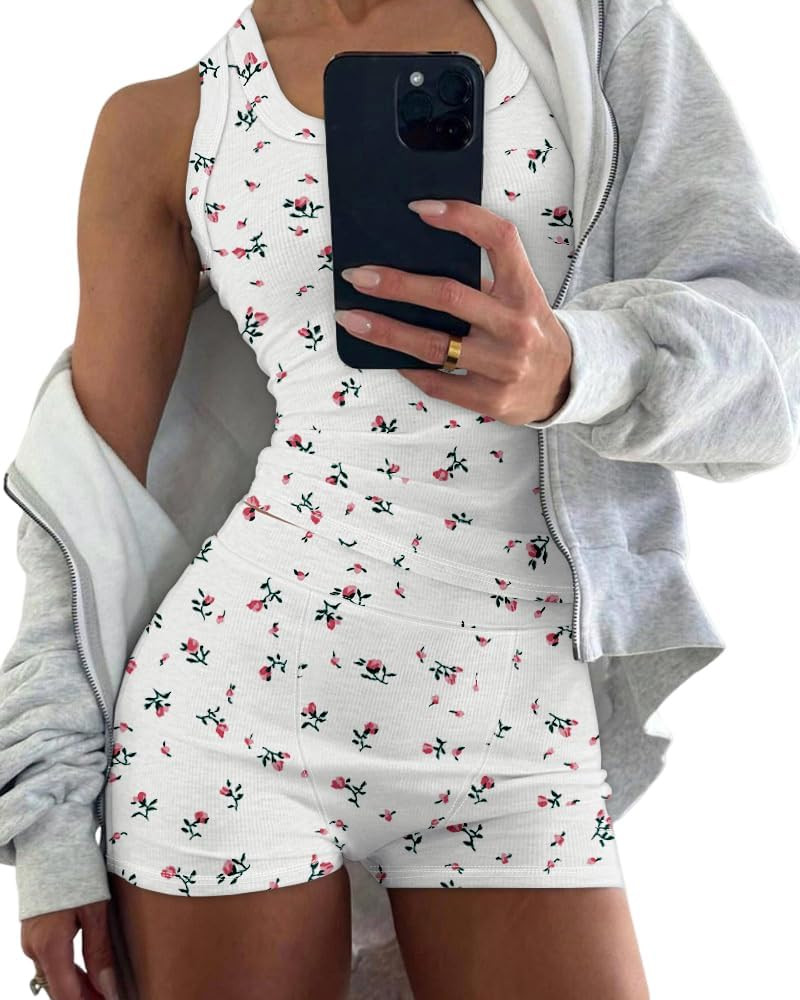 CHICME Womens Pajama Sets Casual Sleeveless Tank Top and Shorts Ribbed Knit 2 Piece Lounge Set | Amazon (US)