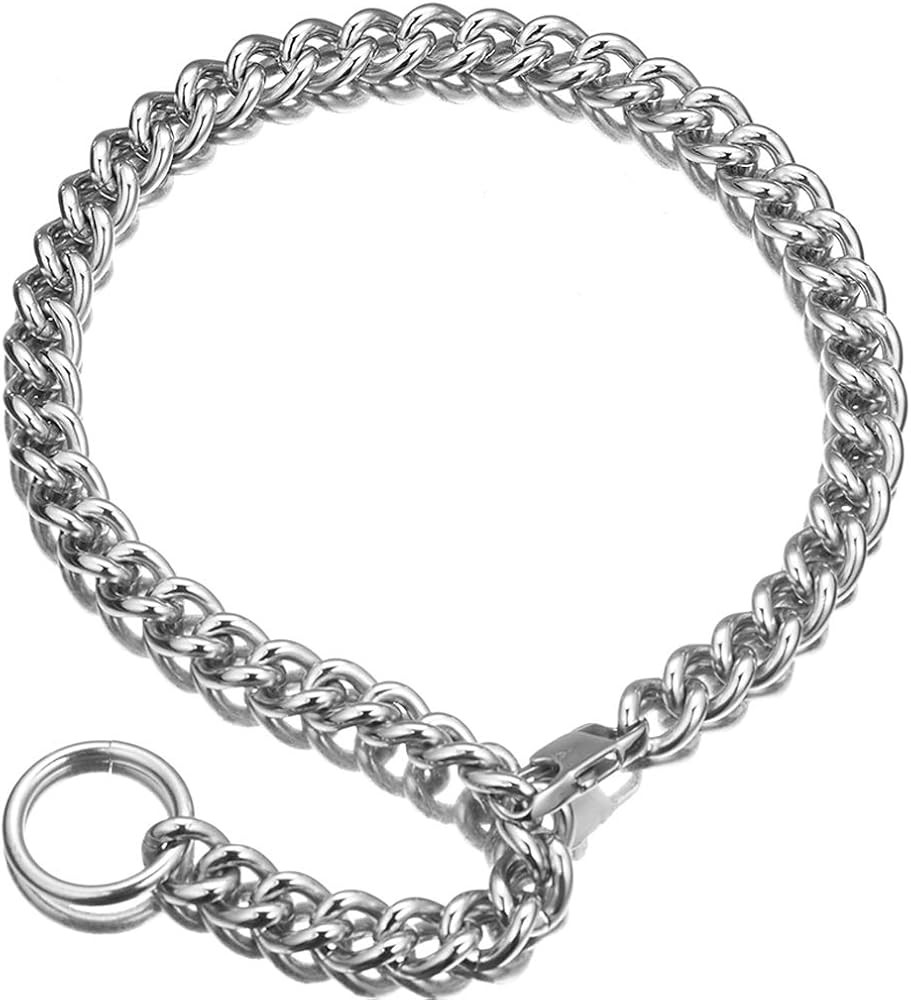 Womens Choker Chain Cuban Link Necklace with Tail 0.4inch wide Punk Rock Stainless Steel Gift for... | Amazon (US)