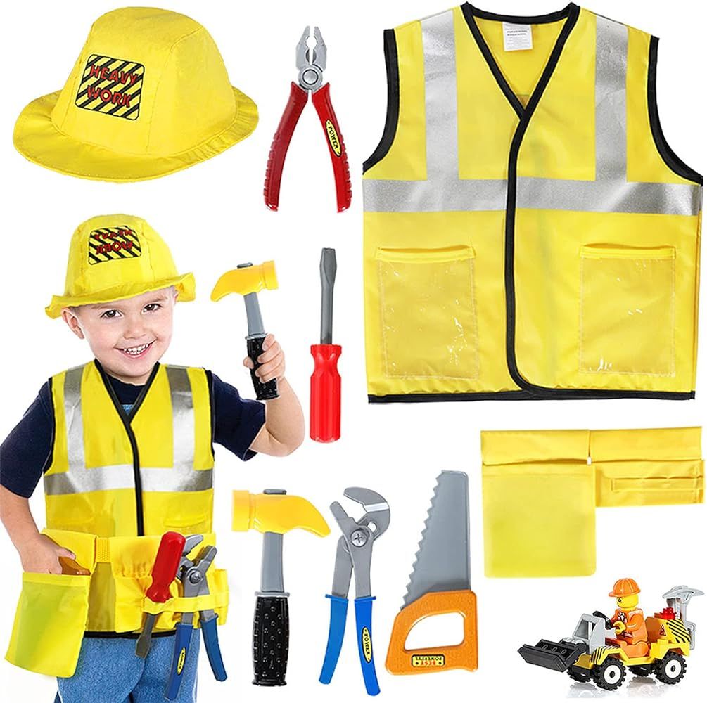 Construction Worker Costume for Boys Kids Dress Up Clothes for Play Toddler Builder Career Outfit... | Amazon (US)