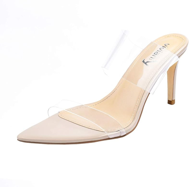 vivianly Sexy Clear High Heels Transparent Strap Mules Pointed Toe Stilettos Slip on Dress Heel S... | Amazon (CA)