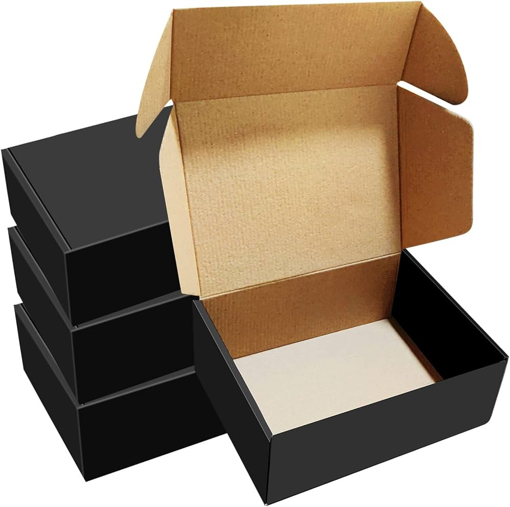 30 Pack 8x6x3 inches Black Shipping Boxes, Corrugated Mailer Boxes, Packaging Boxes for Products,... | Amazon (US)