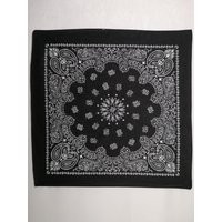 Paisley Cotton Bandana, Western Cowboy Neckerchief, 90S Black Bandana Scarf, Floral Neck Print Square Casual Headband | Etsy (US)