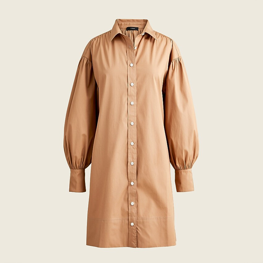 Puff-sleeve cotton poplin mini shirtdress | J. Crew US