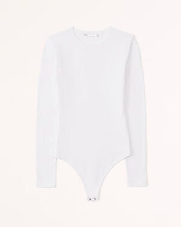 Long-Sleeve Cotton-Blend Seamless Fabric Crew Bodysuit | Abercrombie & Fitch (US)