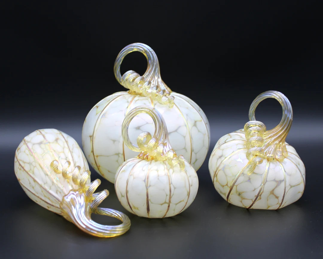 SETS: Ivory White Pumpkin Sets  -  Blown Glass - multiple sets |The Furnace a glassworks | Corey ... | Etsy (US)