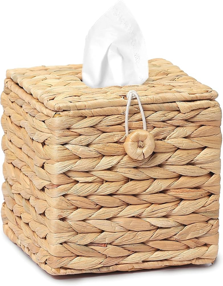 MINHKUST Tissue Box Holder with Flip-Open Top - Tissue Box Cover Square - Rattan Wicker Tissues C... | Amazon (US)