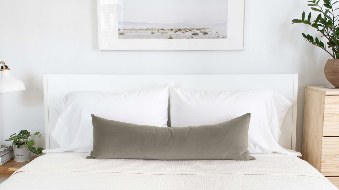 Long Lumbar Bolster for Bed Green Velvet Dried Sage Neutral Colored Cushion Covers Throw Pillow f... | Etsy (CAD)