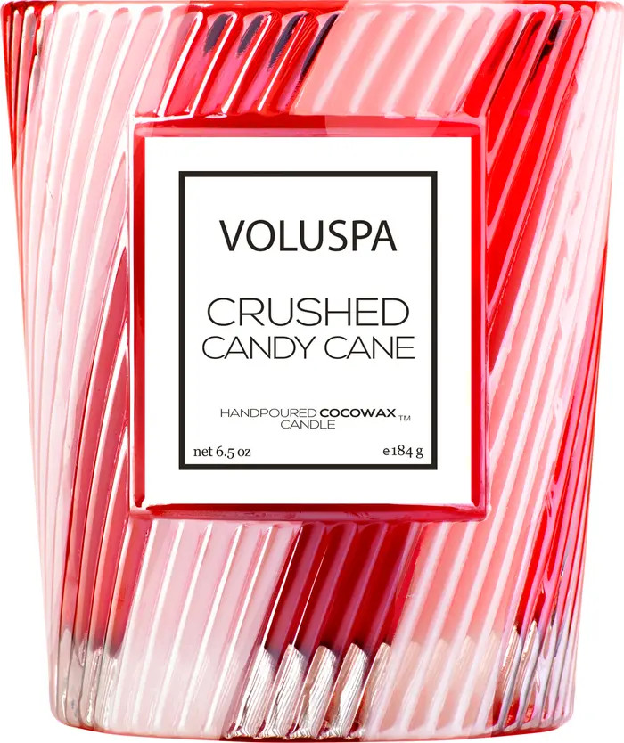 Crushed Candy Cane Classic Textured Glass Candle | Nordstrom