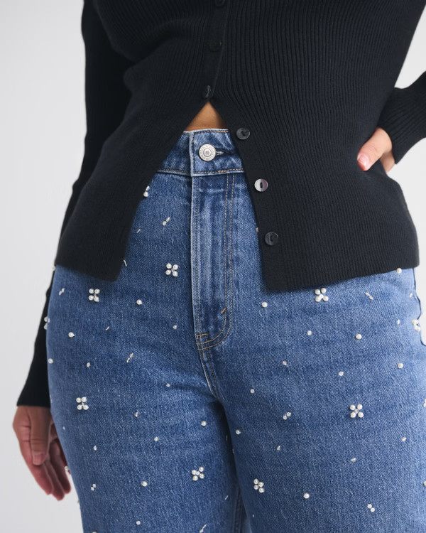 Curve Love High Rise 90s Relaxed Pearl Embellished Jean | Abercrombie & Fitch (US)
