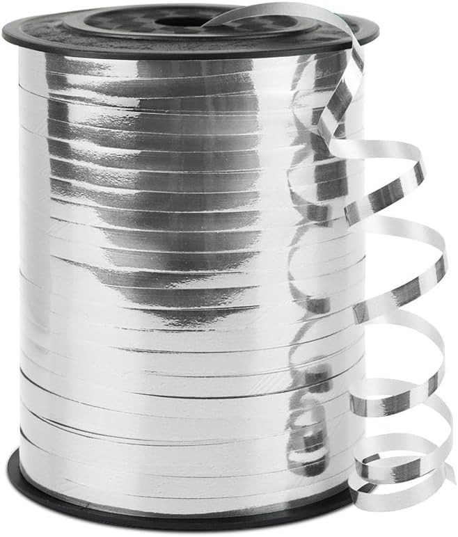 Silver Curling Ribbon, 1/5" Wide x 500 Yards Christmas Curling Ribbons for Gift Wrapping, Party D... | Amazon (US)
