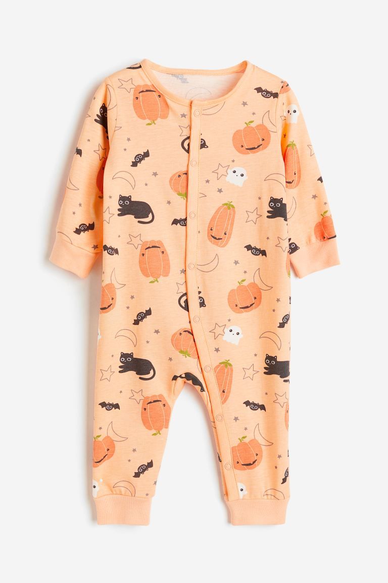Patterned Pajama Jumpsuit - Orange/patterned - Kids | H&M US | H&M (US + CA)