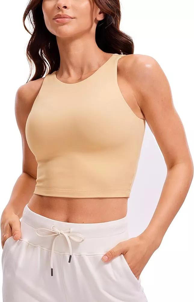 CRZ YOGA Butterluxe Long Sleeve Crop Tops for Women Slim Fit