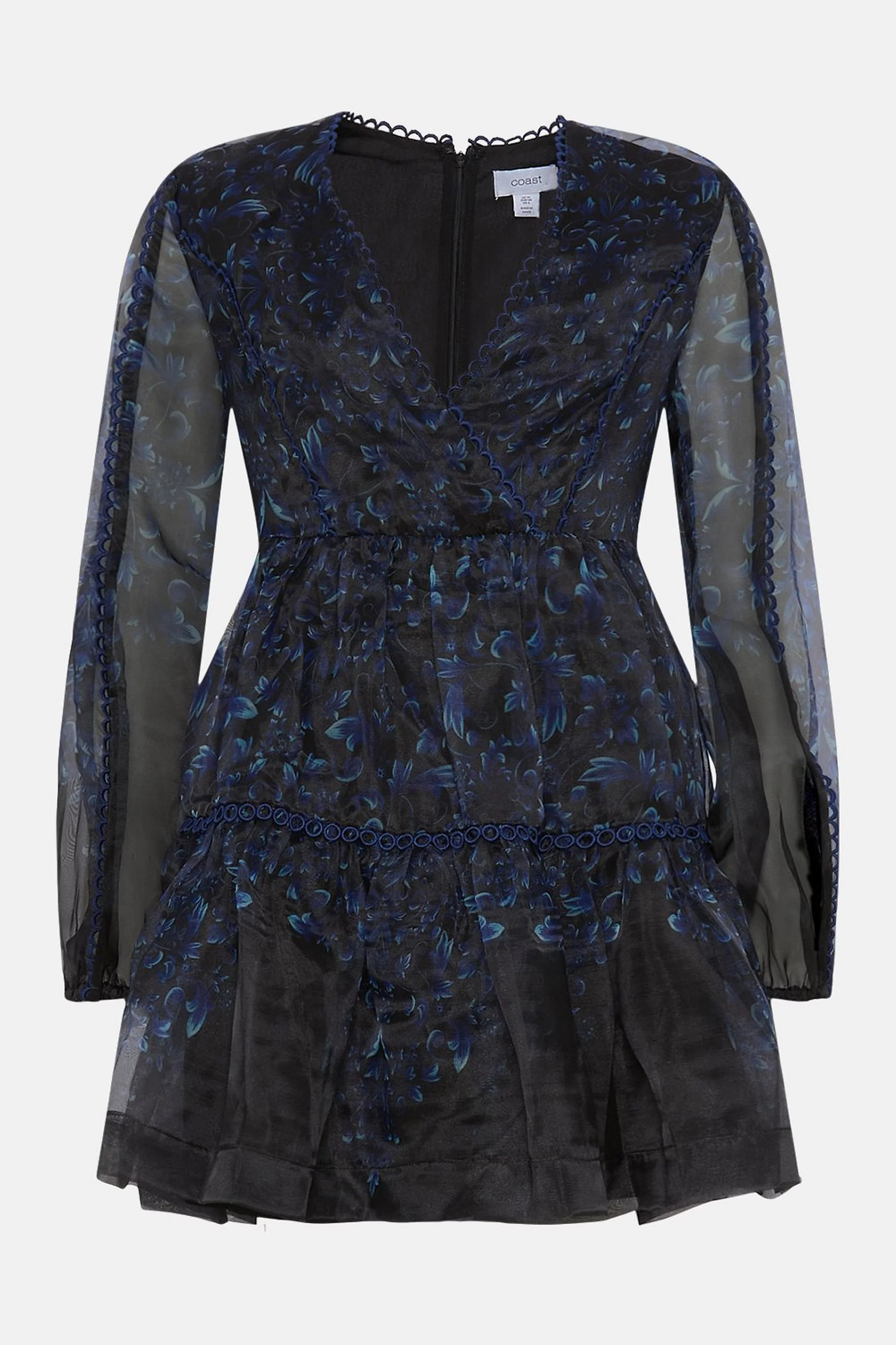 Mini Dress In Printed Organza With Trim​ | Coast UK & IE