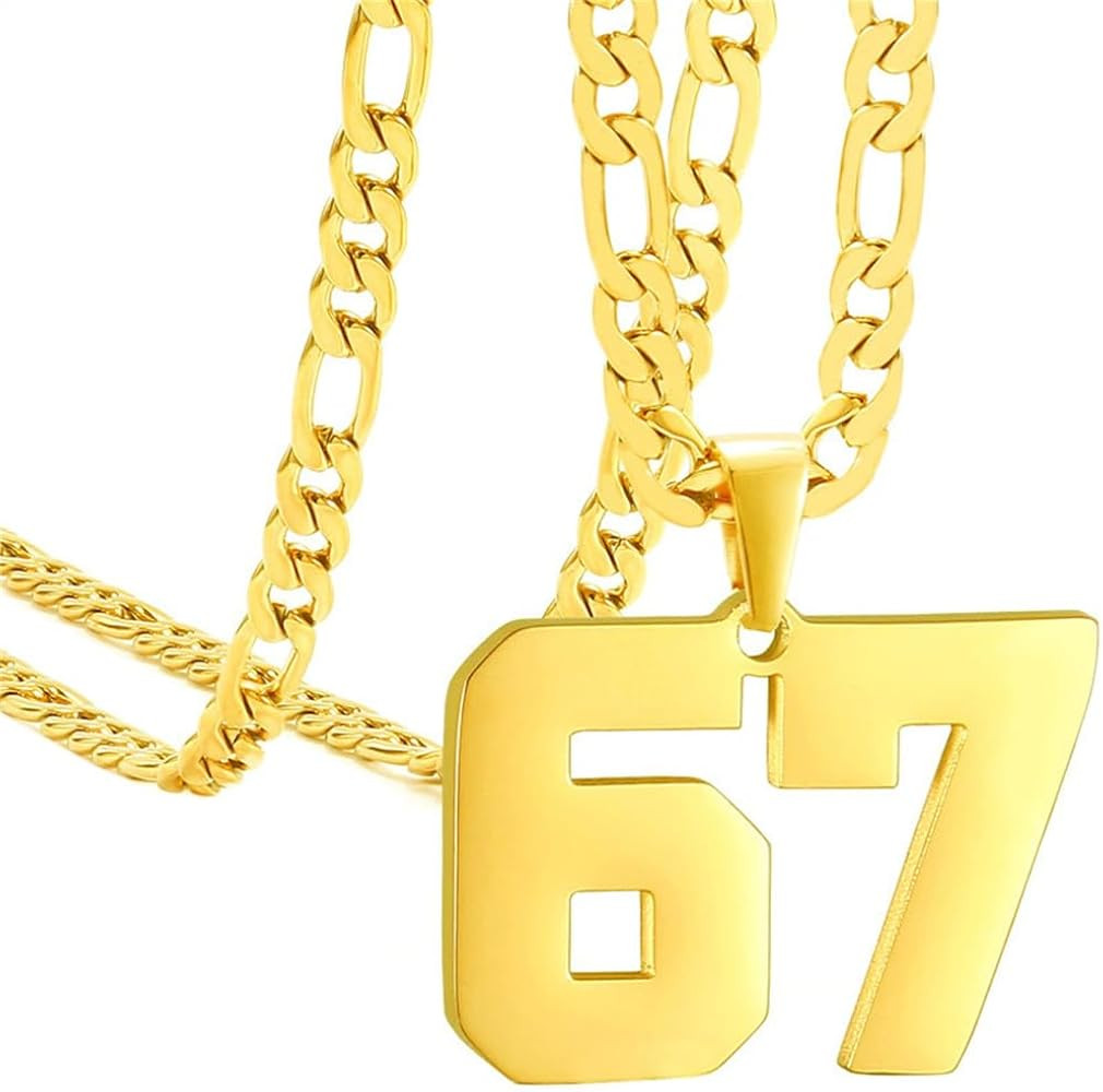 HIJONES Men's Stainless Steel Basketball Soccer Baseball Team Number Pendant Chunky Chain Sport N... | Amazon (US)