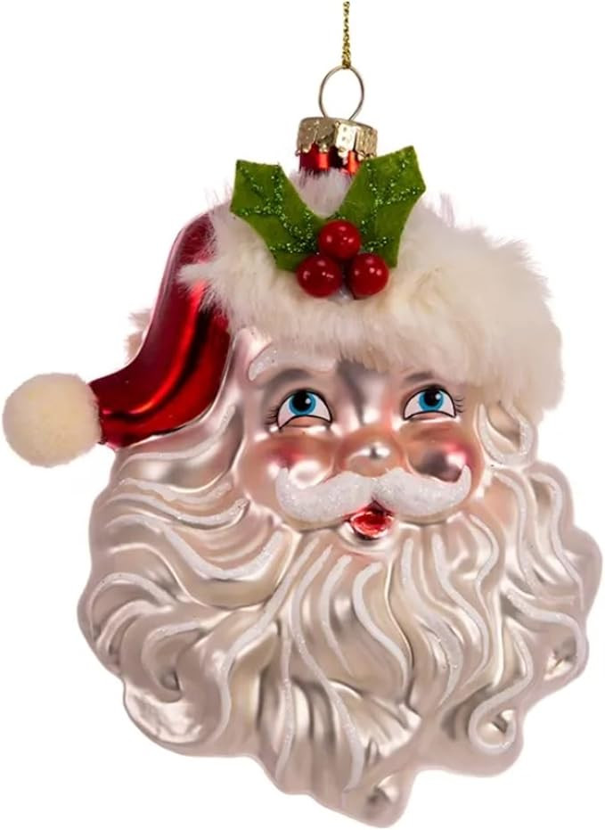 Kurt Adler Ornaments for Christmas Tree, Glass Santa Head | Amazon (US)