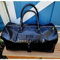 Monogrammed Crocodile Embossed Duffel Bag/Gifts For Dad Custom Leather Duffle | Etsy (US)
