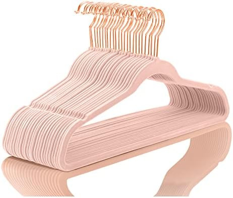 Premium Velvet Hangers (Pack of 50) Heavyduty - Non Slip - Velvet Suit Hangers Blush Pink - Coppe... | Amazon (US)