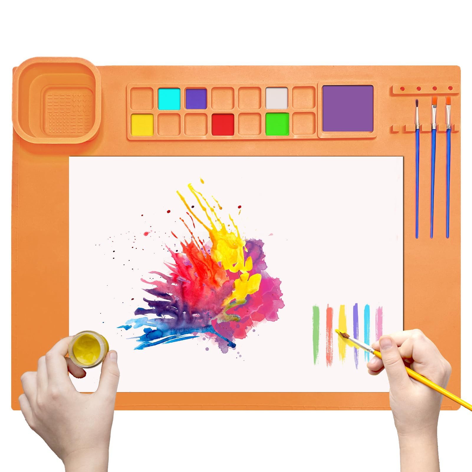 Silicone Painting Mat 20"x16" Silicone Paint Mats with Cup Collapsible Non-Stick Art Mat Silicone... | Amazon (US)