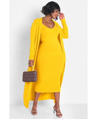 Plus Size A Lot To Love V-Neck Midi Dress & Cardigan Set | Macy's