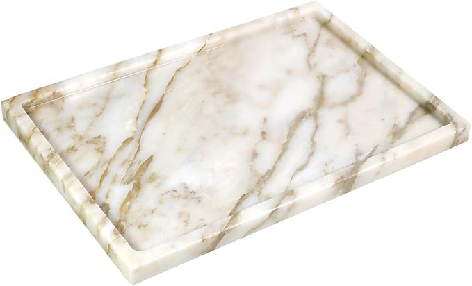 100% Natural Marble Serving Tray Luxury Marble Storage Tray for Home Decor Stone Tray for Bathroo... | Amazon (US)
