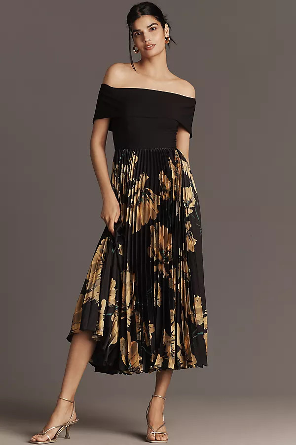 Hutch Off-The-Shoulder Twofer Midi Dress | Anthropologie (US)