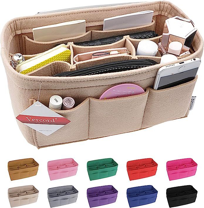 Vercord Felt Handbag Purse Organizer Bag in Bag Insert Liner for LV Speedy Neverfull Longchamp To... | Amazon (US)