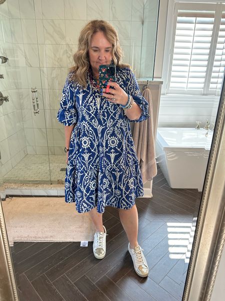 Off to graduation party and dinner at a friends. Lightweight dress. Not lined. But the dark fabric makes it fine. Wearing an XL. I LOVE IT.  It’s a small batch designer. 

Sneakers are 20% off with code summer. Tts. 

Summer dress 

#LTKMidsize #LTKOver40 #LTKSeasonal