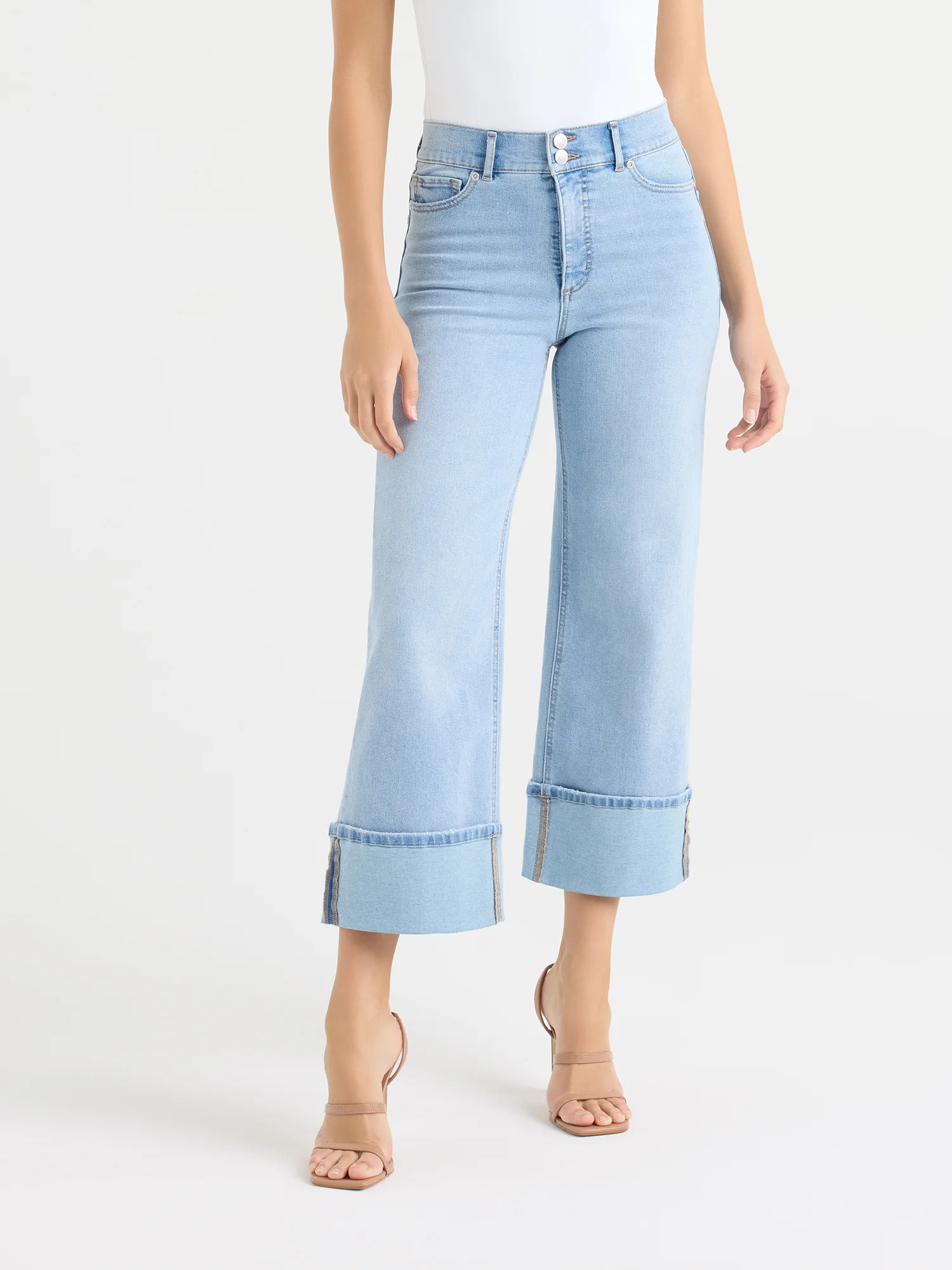 Sofia by Sofia Vergara Women's and Women's Plus Margot Wide Crop Super High Rise Jeans, 27" Insea... | Walmart (US)