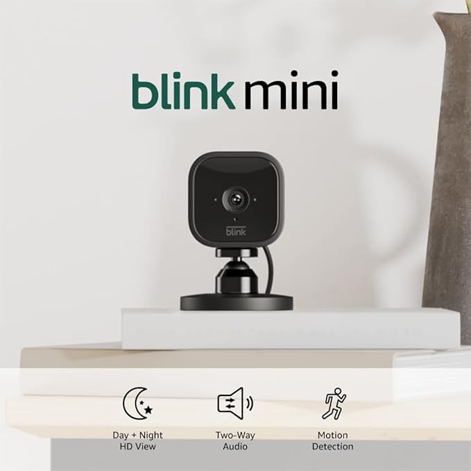 Blink Mini - Compact indoor plug-in smart security camera, 1080p HD video, night vision, motion d... | Amazon (US)