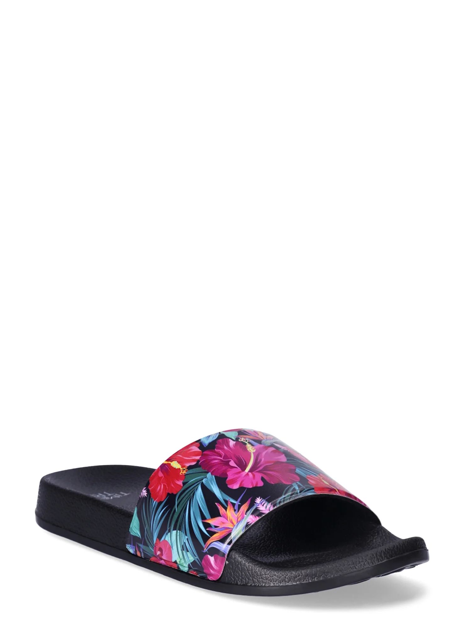 Time and Tru Women's Floral Slide Sandals, Sizes 6-11 | Walmart (US)