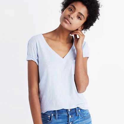 Whisper Cotton V-Neck Pocket Tee | Madewell