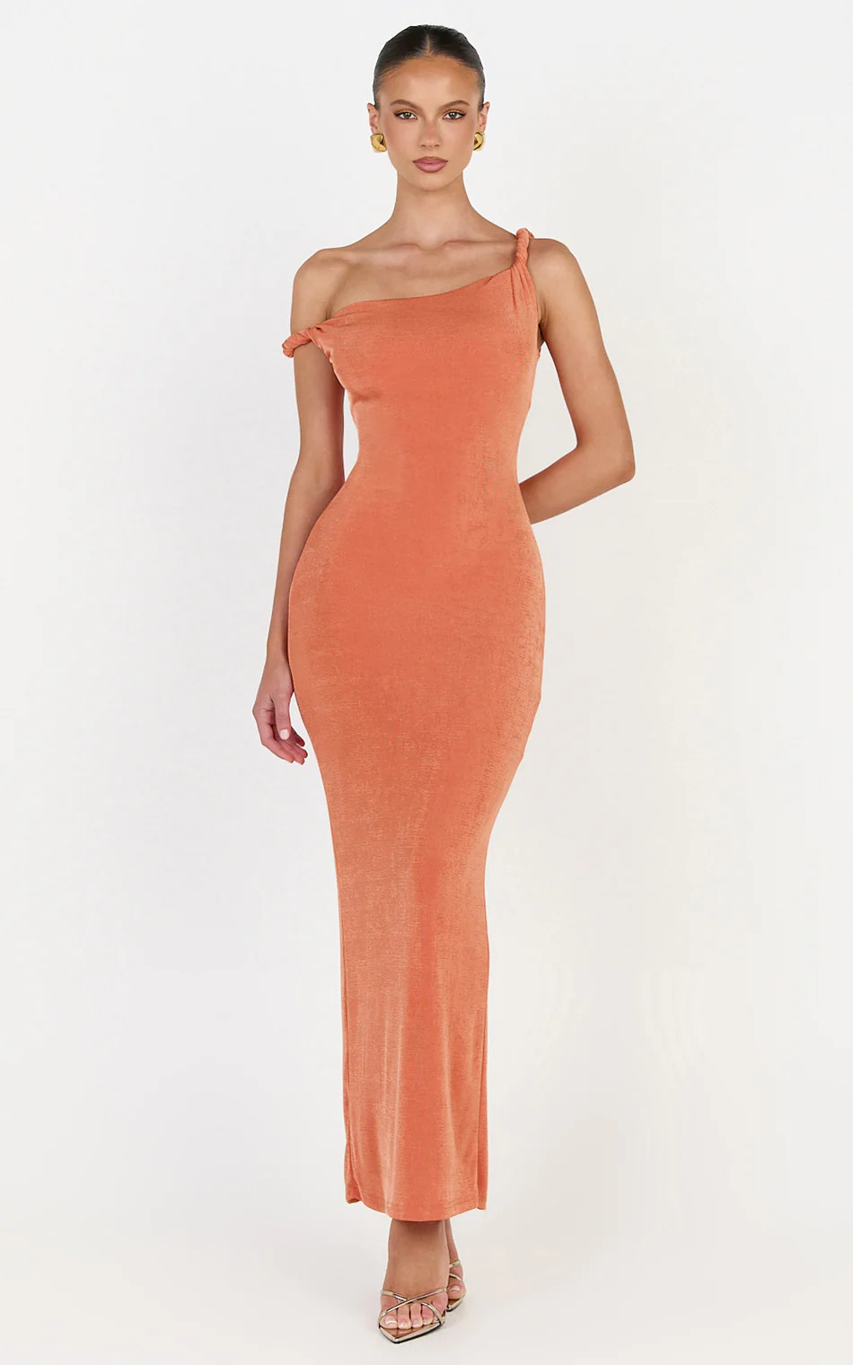 Twist Off Shoulder Bodycon Dress in Coral | Showpo (US, UK & Europe)