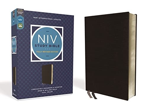 NIV Study Bible, Fully Revised Edition (Study Deeply. Believe Wholeheartedly.), Bonded Leather, Black, Red Letter, Comfort Print | Amazon (US)