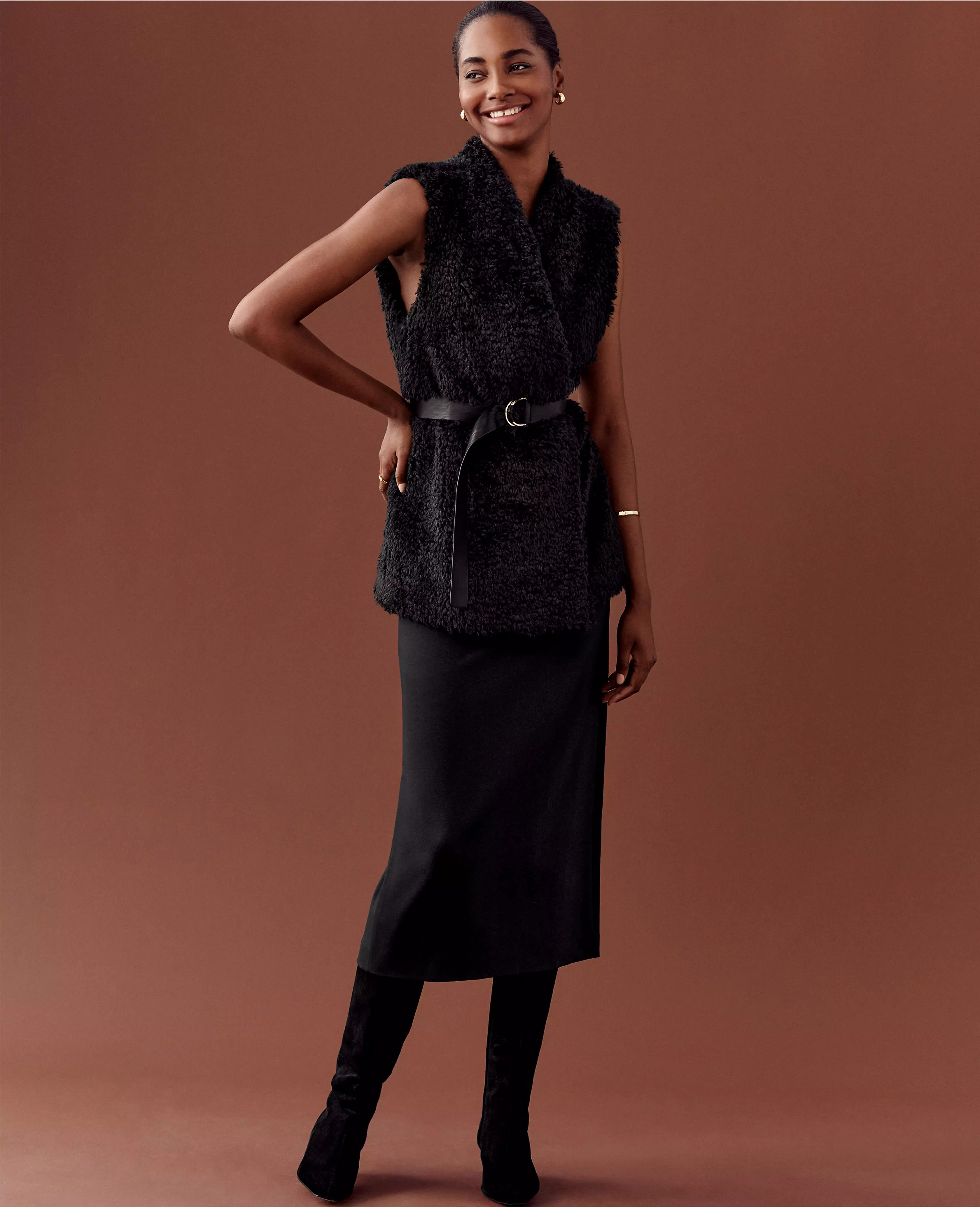 Ponte Belted Midi Pencil Skirt | Ann Taylor