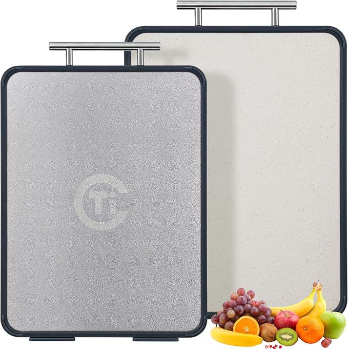 Titanium Cutting Board for Kitchen- Cutting Board with Double Sided, Textured Food-Grade Pure Tit... | Amazon (US)