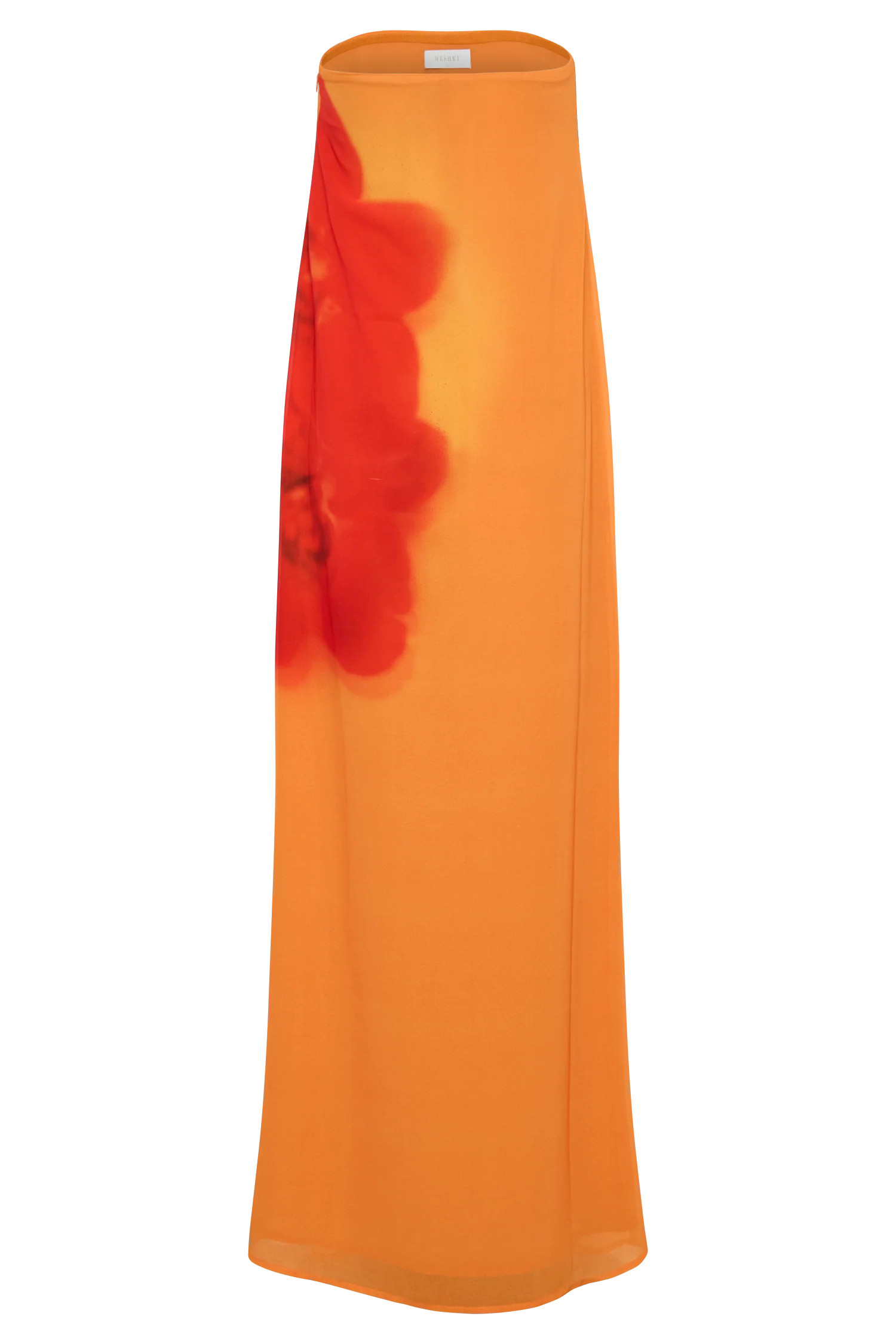 Amaya Strapless Chiffon Maxi Dress - Koi Orchid Print | MESHKI US