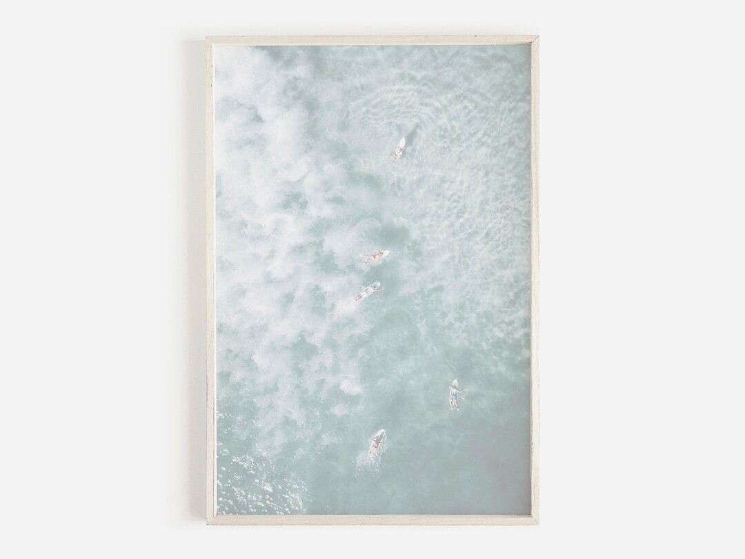 Aerial Surf Print, Digital Download, Pastel Beach Wall Art, Boho Decor, Ocean Waves Print, Waves ... | Etsy (US)