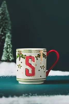 Festive Bistro Tile Monogram Mug | Anthropologie (US)