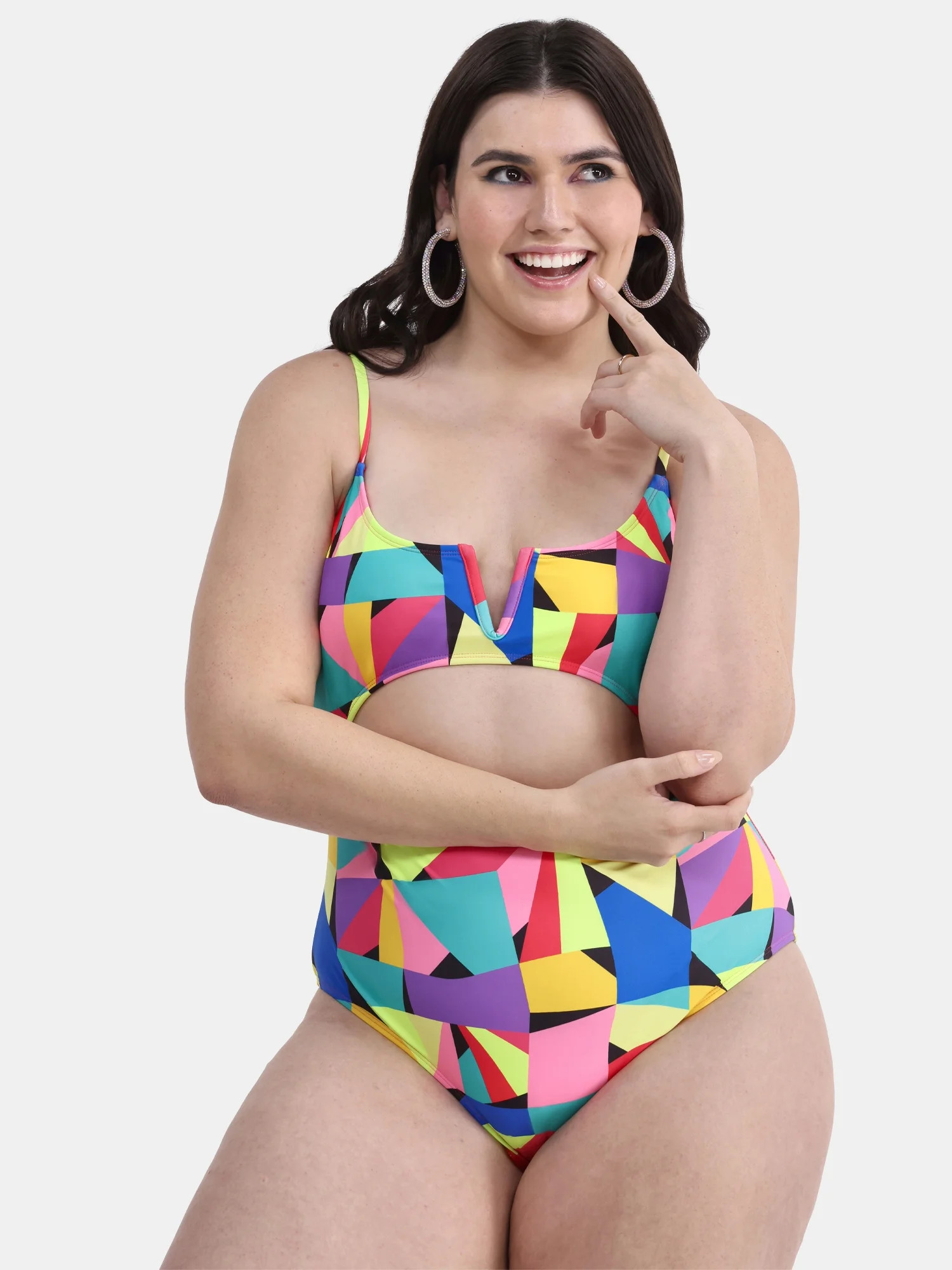 No Boundaries Geo Cutout One Piece Swimsuit, Women's | Walmart (US)