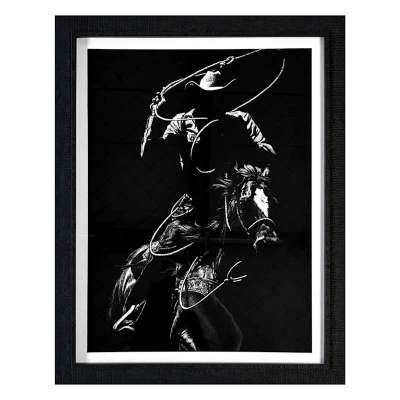 Glass Framed Scratchboard Rodeo VII Paper Print Wall Art, 20.6x26.6 | At Home