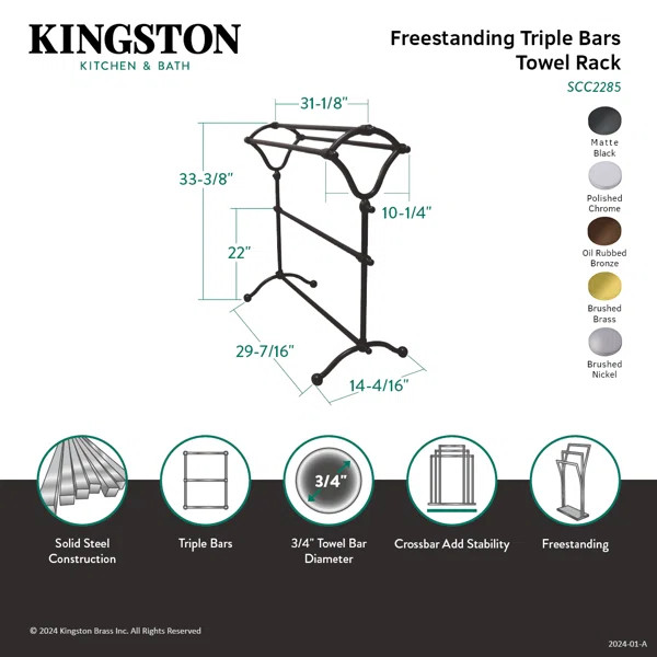 Kingston Brass Edenscape Freestanding Y-Type Towel Rack SCC2287 | Wayfair North America