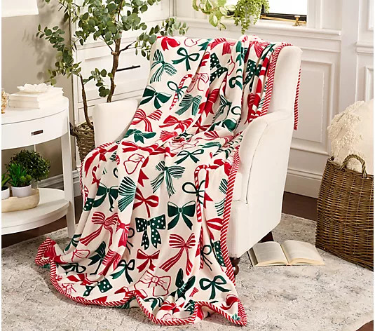Kringle Express 60x80 Holiday Printed Throw with Border | QVC