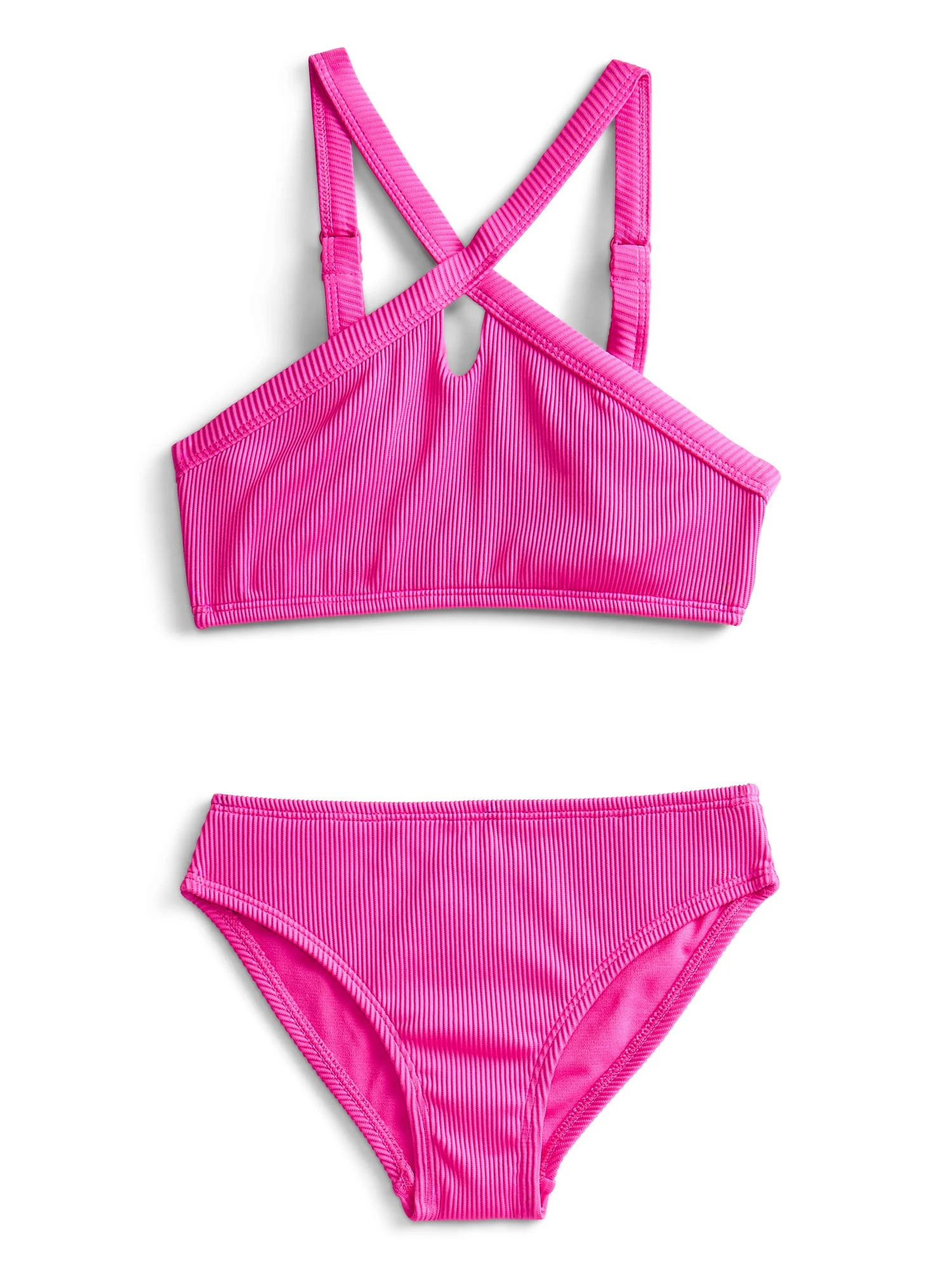 Weekend Academy Girls Solid Rib Bikini Swim Set, 2-Piece, Sizes 4-18 | Walmart (US)