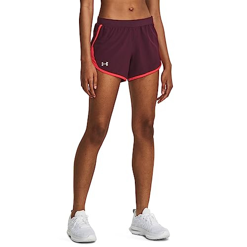 Under Armour Women's Fly by 2.0 Running Shorts, (601) Dark Maroon/Beta/Reflective, Small | Amazon (US)