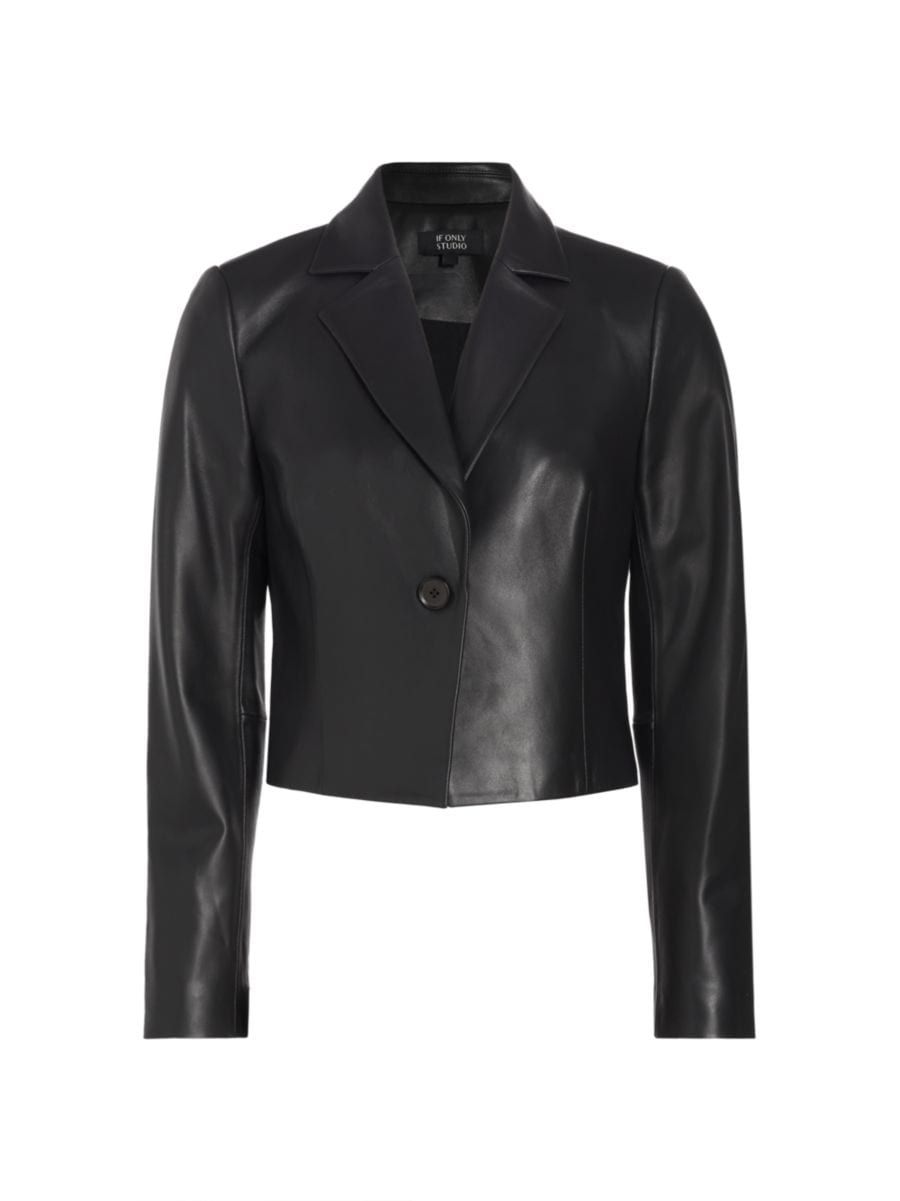 Shop If Only Studio Dayna Cropped Leather Jacket | Saks Fifth Avenue | Saks Fifth Avenue