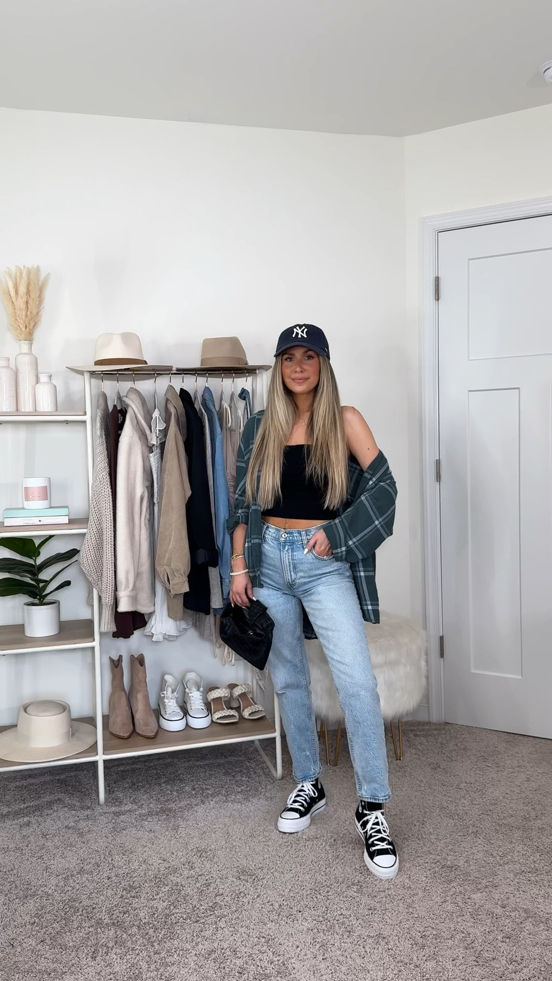 Casual Fall Outfit Inspo — top & flannel: xs, jeans: 24 extra short for a cropped look, converse platforms: size down 1/2 size 

#LTKStyleTip #LTKFindsUnder100 #LTKFindsUnder50